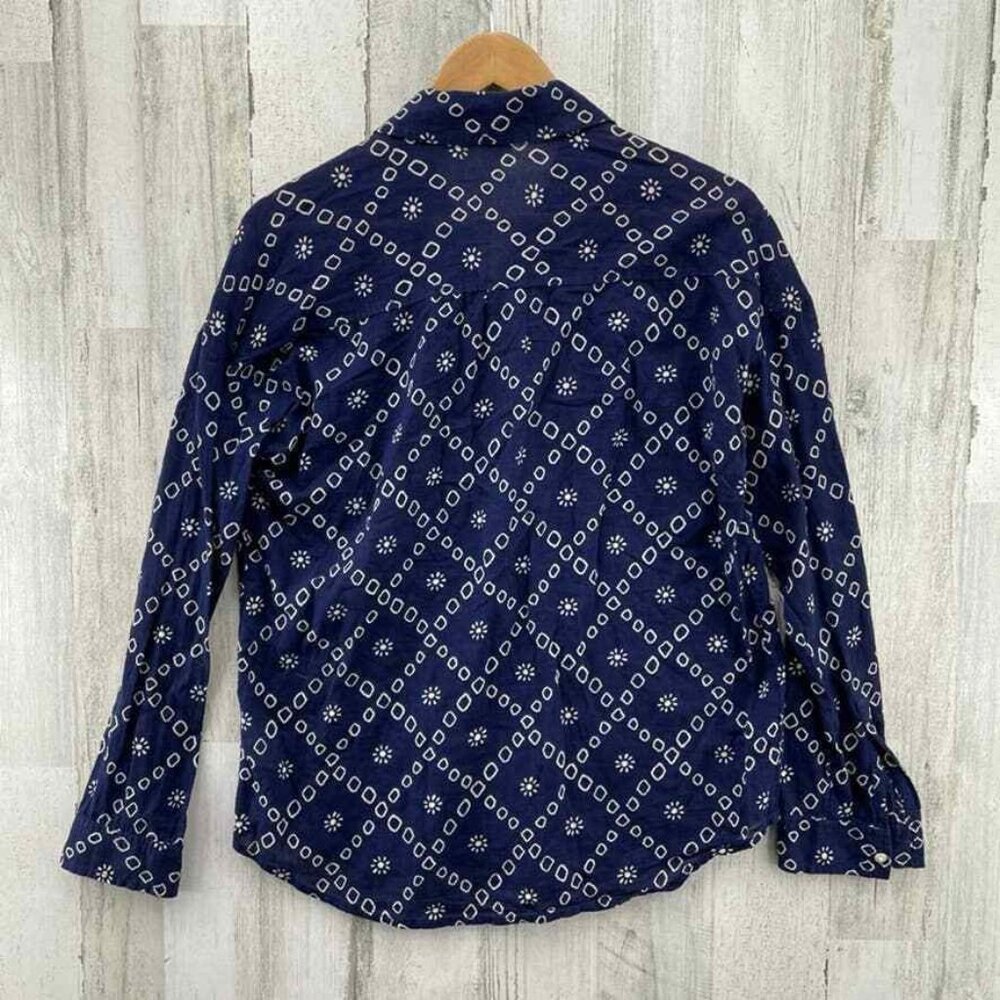 ABOUND Button Front‎ Shirt Womens Medium Blue White Geometric Print Cotton - Picture 4 of 8